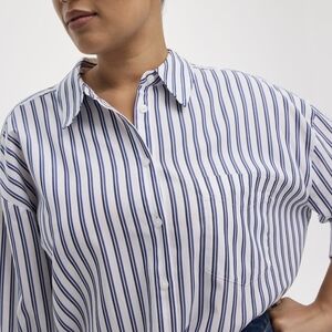 Reitmans Blue & White Striped Long Sleeve Blouse